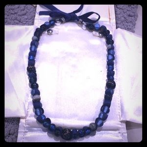 Blue glass bead necklace